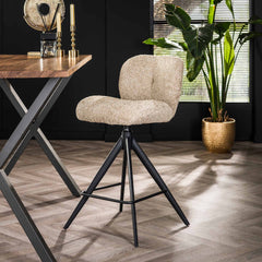 Barstoel Comfort Draaibaar 2 stuks - 45x56x94 cm - Boucle Zandkleur