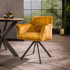 Armstoel Raster Draaibaar 2 stuks - 63x60x81 cm - Goudkleurig Velours