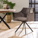 Armstoel Raster draaibaar 2 stuks - 63x60x81 cm - Antraciet - Velours