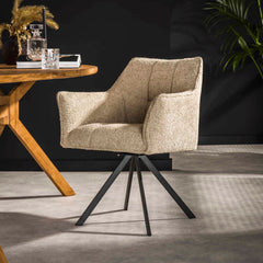 Armstoel Raster Draaibaar 2 stuks - 63x60x81 cm - Boucle Zandkleur