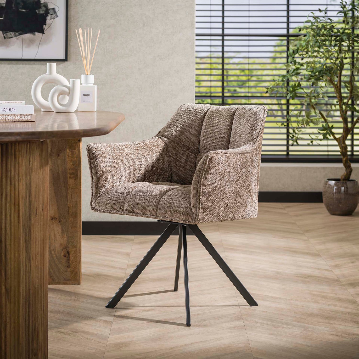 Armstoel Raster Draaibaar 2 stuks - 63x60x81 cm - Rich Champagne