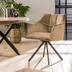 Armstoel Raster Draaibaar 2 stuks - 63x60x81 cm - Champagne - Velours