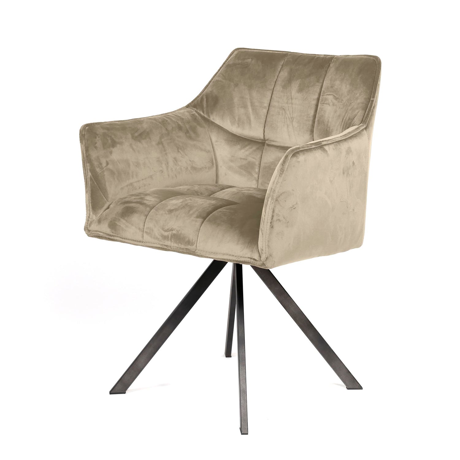 Armstoel Raster Draaibaar 2 stuks - 63x60x81 cm - Champagne - Velours