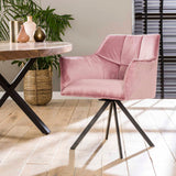 Armstoel Raster draaibaar 2 stuks - 63x60x81 cm - Roze - Velours