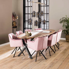 Armstoel Raster draaibaar 2 stuks - 63x60x81 cm - Roze - Velours