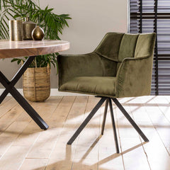 Armstoel Raster draaibaar 2 stuks - 63x60x81 cm - Groen Velours