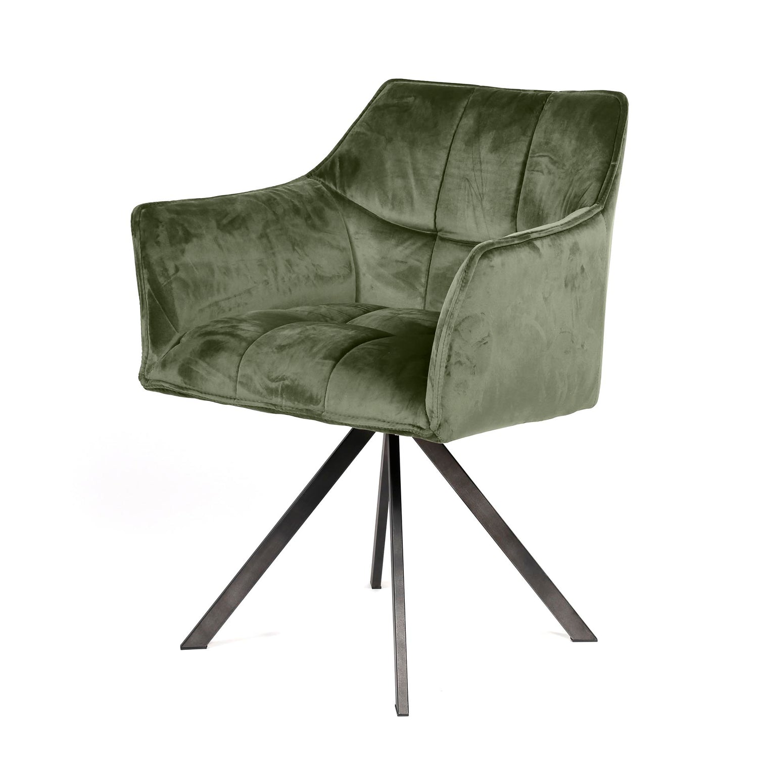 Armstoel Raster draaibaar 2 stuks - 63x60x81 cm - Groen Velours