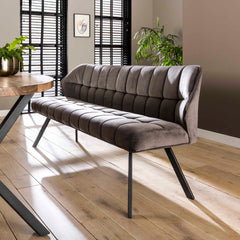 Eetkamerbank Raster - 180x58x81 cm - Antraciet - Velours