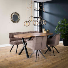 Eetkamerbank Raster - 180x58x81 cm - Antraciet - Velours