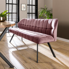 Eetkamerbank Raster - 180x58x81 cm - Roze Velours