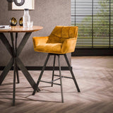 Barstoel Raster Draaibaar 2 stuks - 56x52x95 cm - Goud - Velours