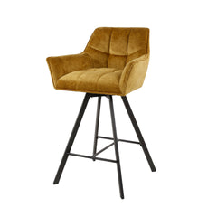 Barstoel Raster Draaibaar 2 stuks - 56x52x95 cm - Goud - Velours