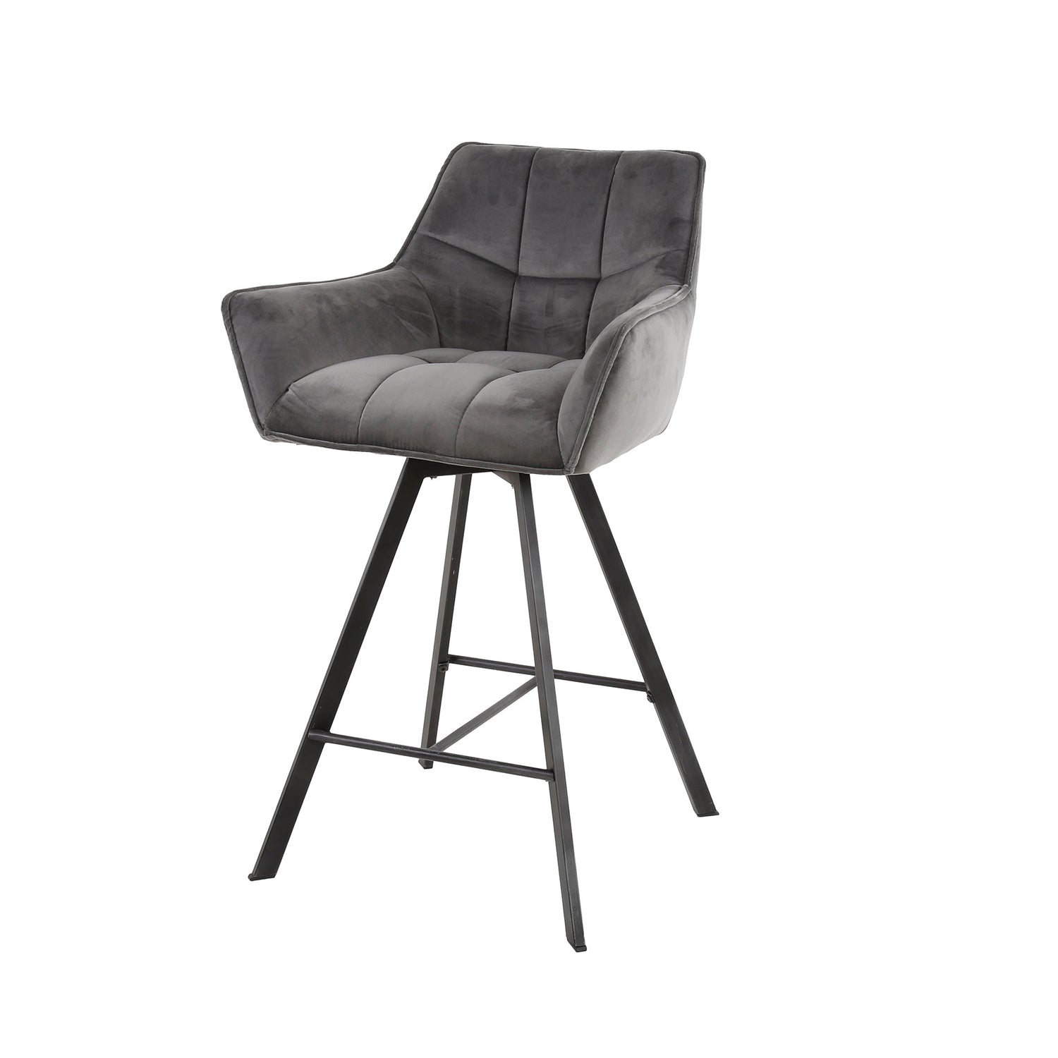 Barstoel Raster draaibaar 2 stuks - 56x52x95 cm - Antraciet - Velours