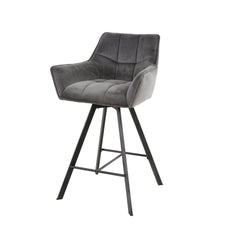 Barstoel Raster draaibaar 2 stuks - 56x52x95 cm - Antraciet - Velours