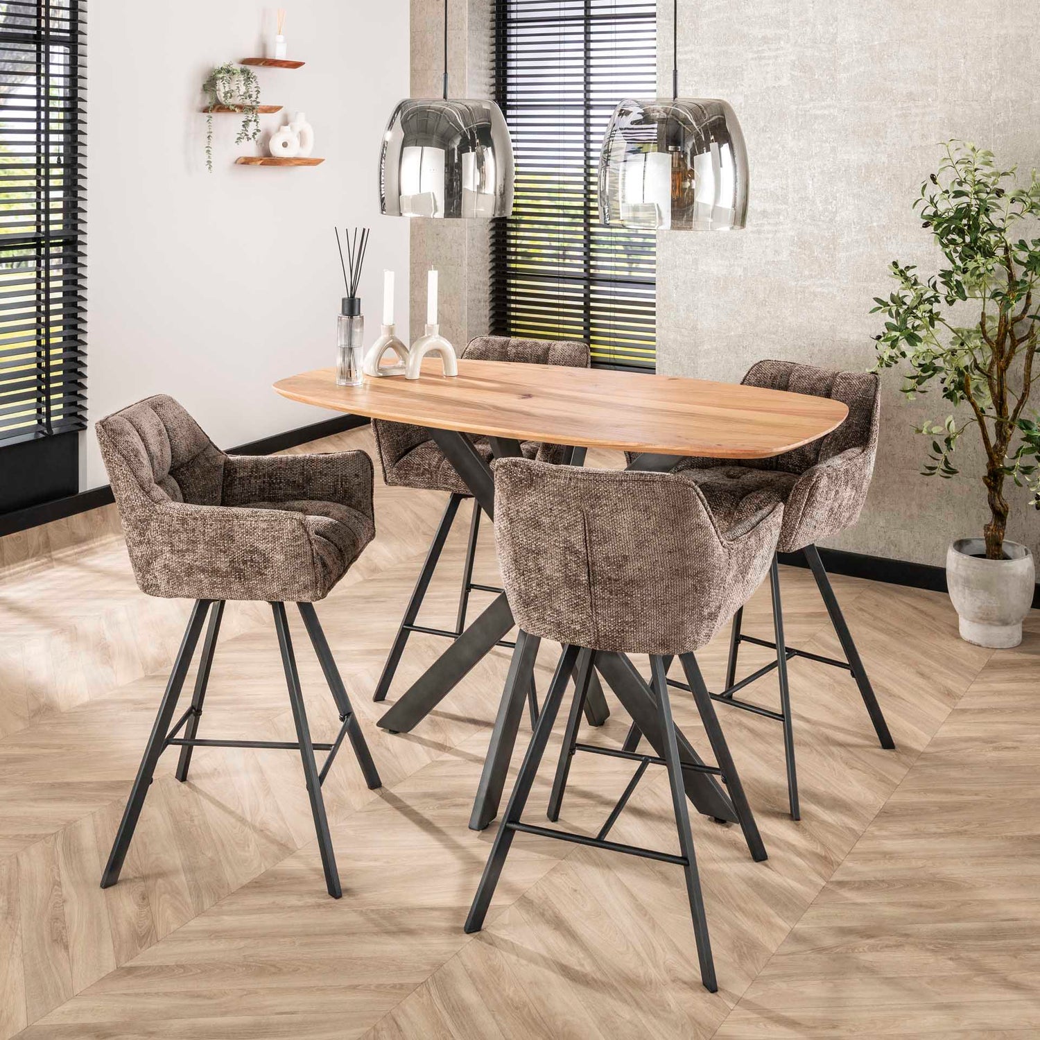 Barstoel Raster Draaibaar 2 stuks - 56x52x95 cm - Rich Taupe