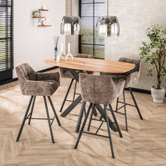 Barstoel Raster Draaibaar 2 stuks - 56x52x95 cm - Rich Taupe