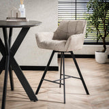 Barstoel Raster Draaibaar 2 stuks - 56x52x95 cm - Zandkleur - Boucle