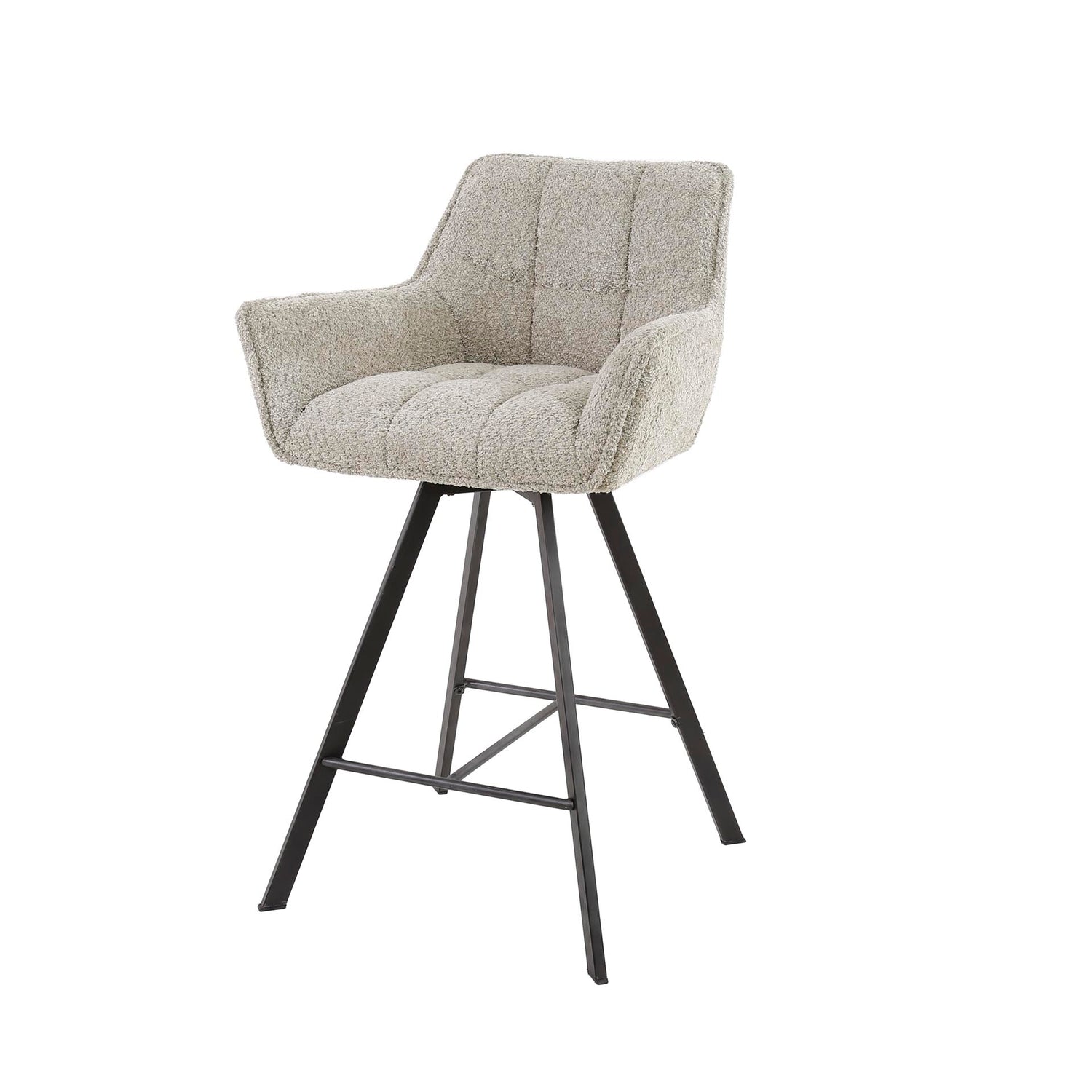 Barstoel Raster Draaibaar 2 stuks - 56x52x95 cm - Zandkleur - Boucle