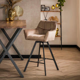 Barstoel Raster Draaibaar 2 stuks - 56x52x95 cm - Champagne - Velours
