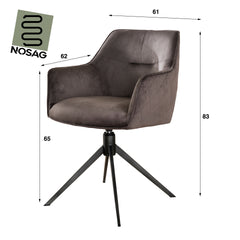Armstoel Pull Draaibaar 2 stuks - 61x62x83 cm - Antraciet - Velours