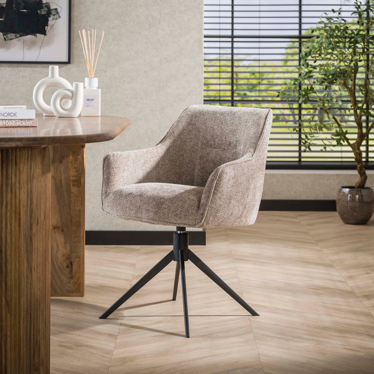 Armstoel Pull Draaibaar 2 stuks - 61x62x83 cm - Rich Zandkleur