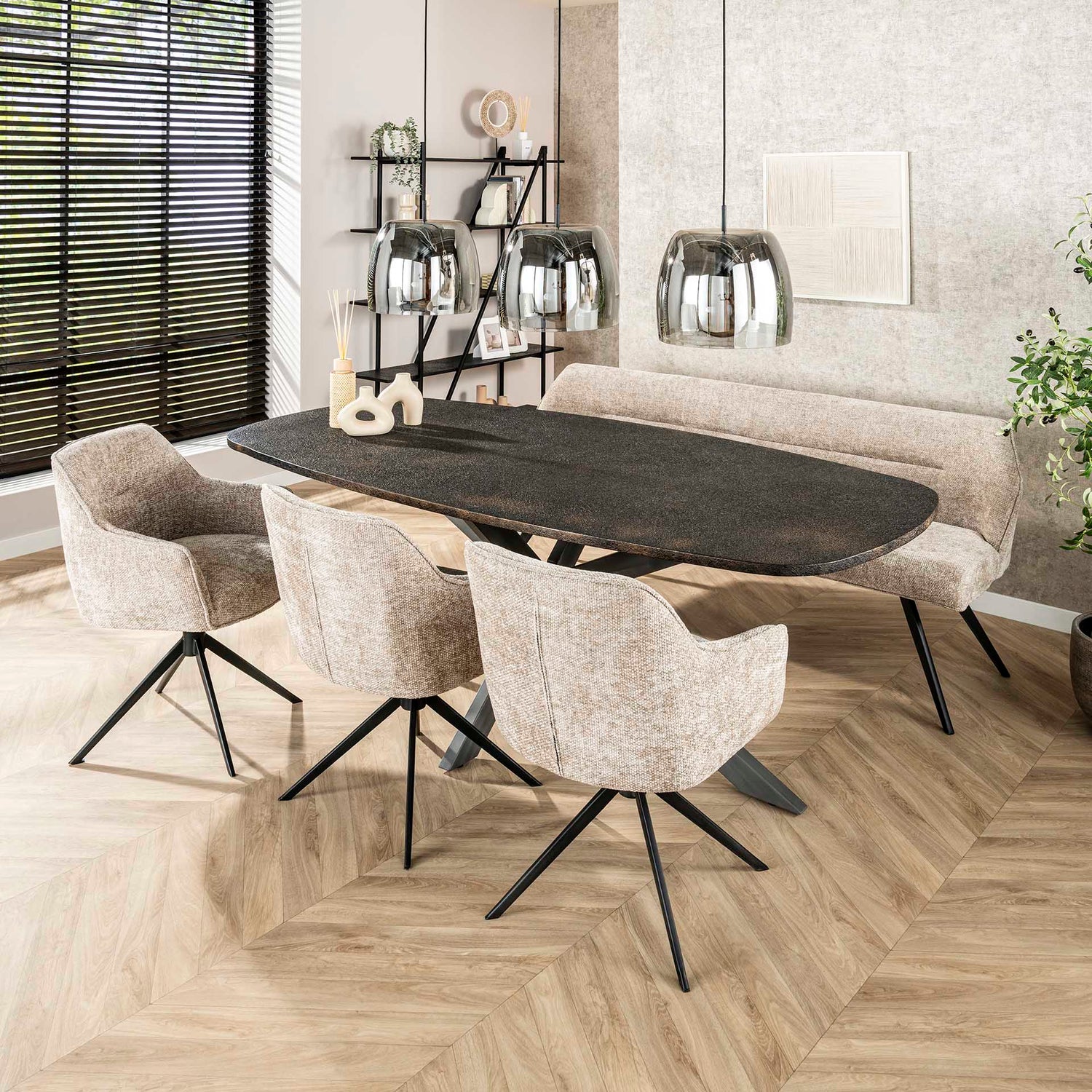 Armstoel Pull Draaibaar 2 stuks - 61x62x83 cm - Rich Zandkleur