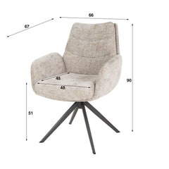 Armstoel Lounge 2 stuks - 66x67x90 cm - Rich Zandkleur