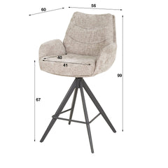 Barstoel Lounge 2 stuks - 56x60x99 cm - Rich Zandkleur