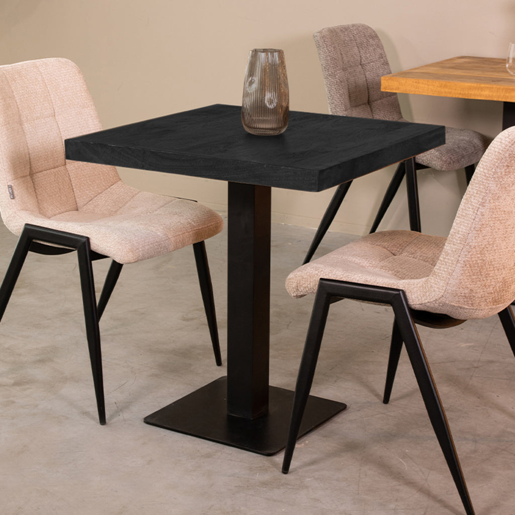 LABEL51 Eetkamertafel Tafelblad Straight Edge - Zwart - Mangohout - 70 cm