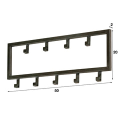 Kapstok Industrial met 9 Haken - 50x2x20 cm - Zilver