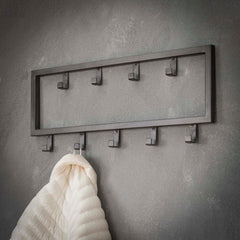 Kapstok Industrial met 9 Haken - 50x2x20 cm - Zilver