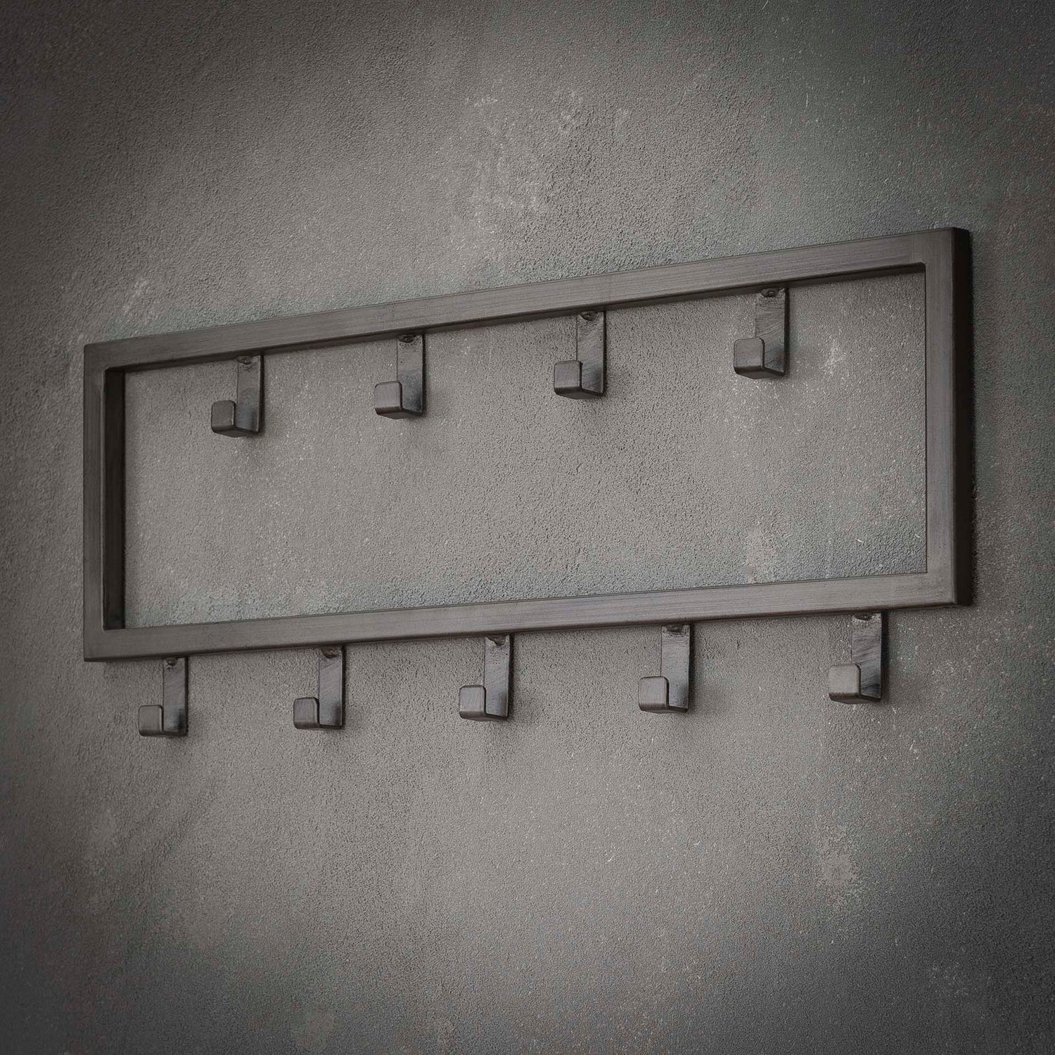 Kapstok Industrial met 9 Haken - 50x2x20 cm - Zilver