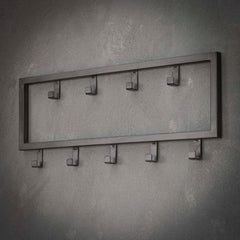 Kapstok Industrial met 9 Haken - 50x2x20 cm - Zilver
