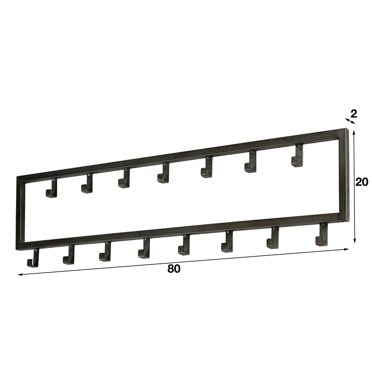 Kapstok Industrial met 15 Haken - 80x2x20 cm - Zilver