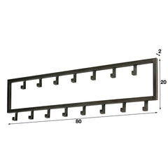Kapstok Industrial met 15 Haken - 80x2x20 cm - Zilver