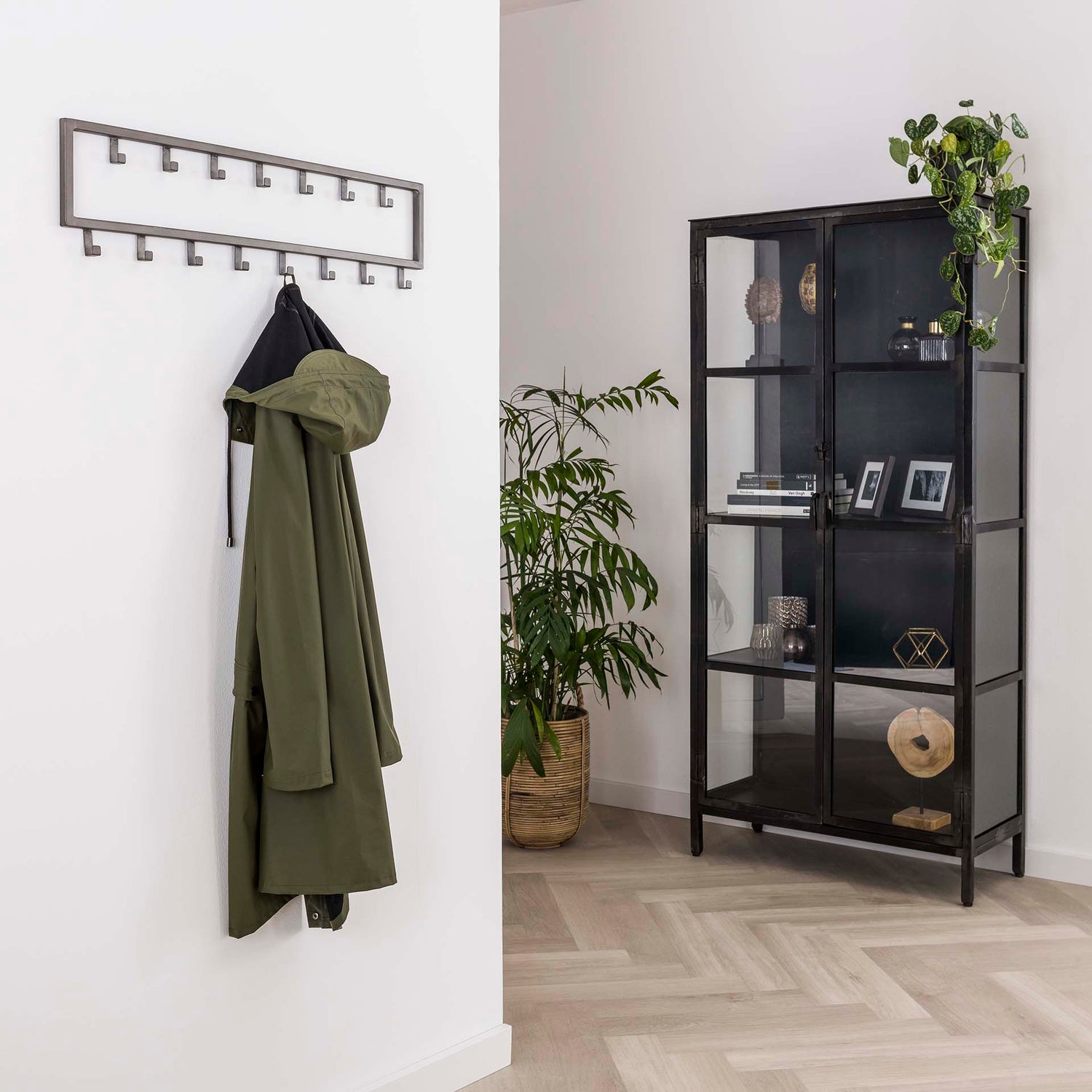 Kapstok Industrial met 15 Haken - 80x2x20 cm - Zilver