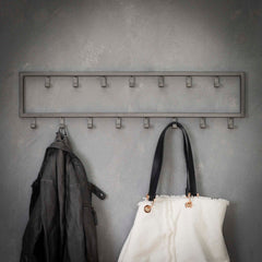 Kapstok Industrial met 15 Haken - 80x2x20 cm - Zilver