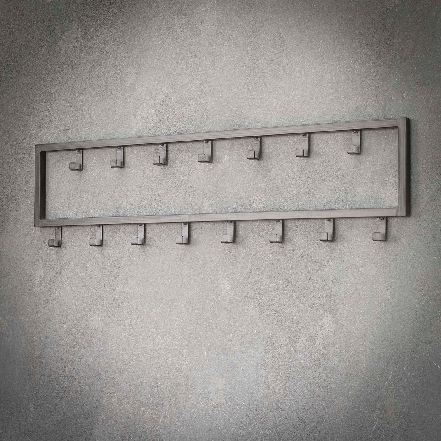 Kapstok Industrial met 15 Haken - 80x2x20 cm - Zilver