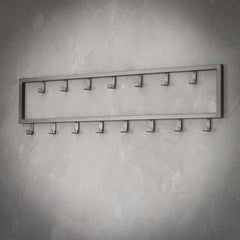 Kapstok Industrial met 15 Haken - 80x2x20 cm - Zilver