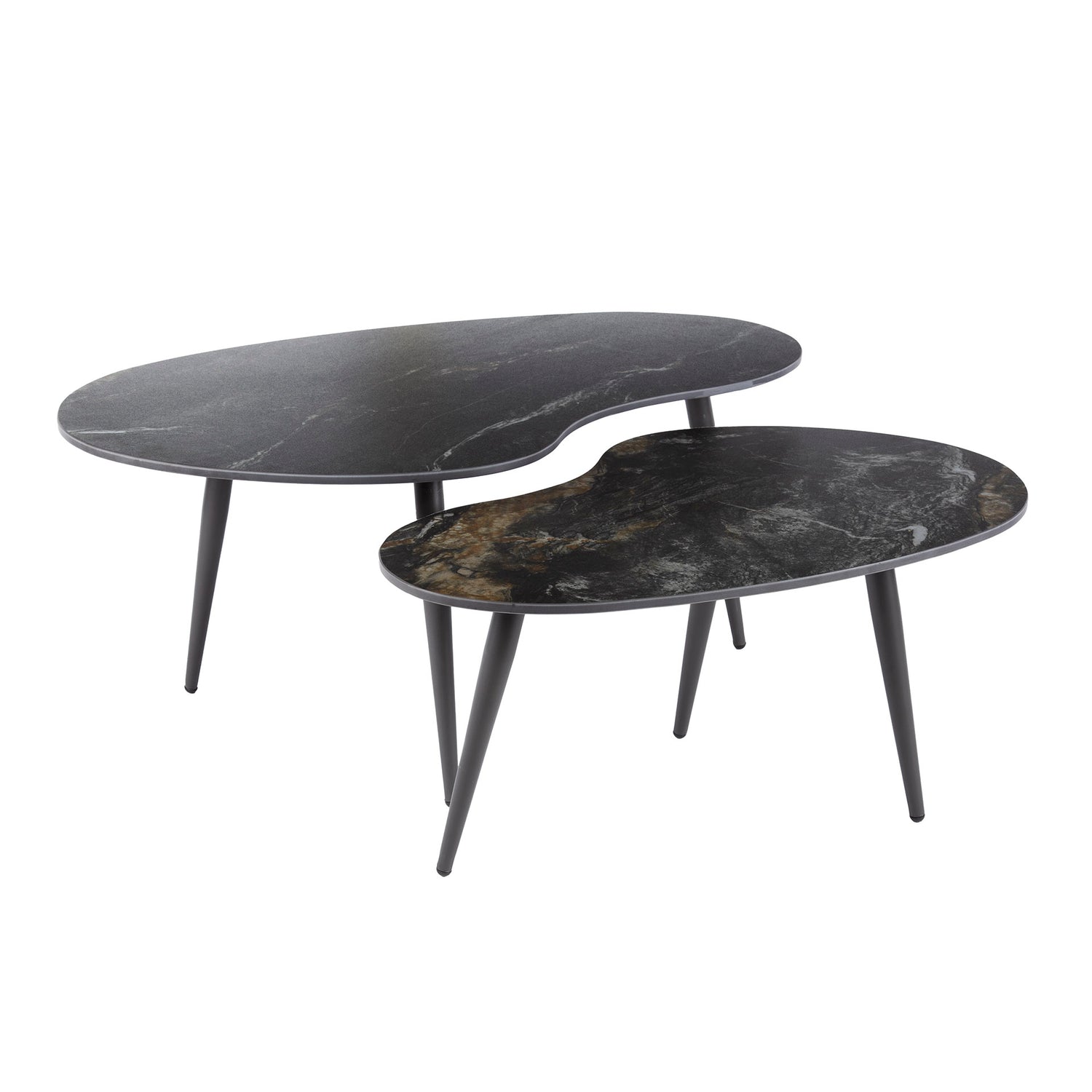 Salontafel Niervormig Fossil - Set van 2 - 91x55x40 cm - Fossil Black - Ceramic