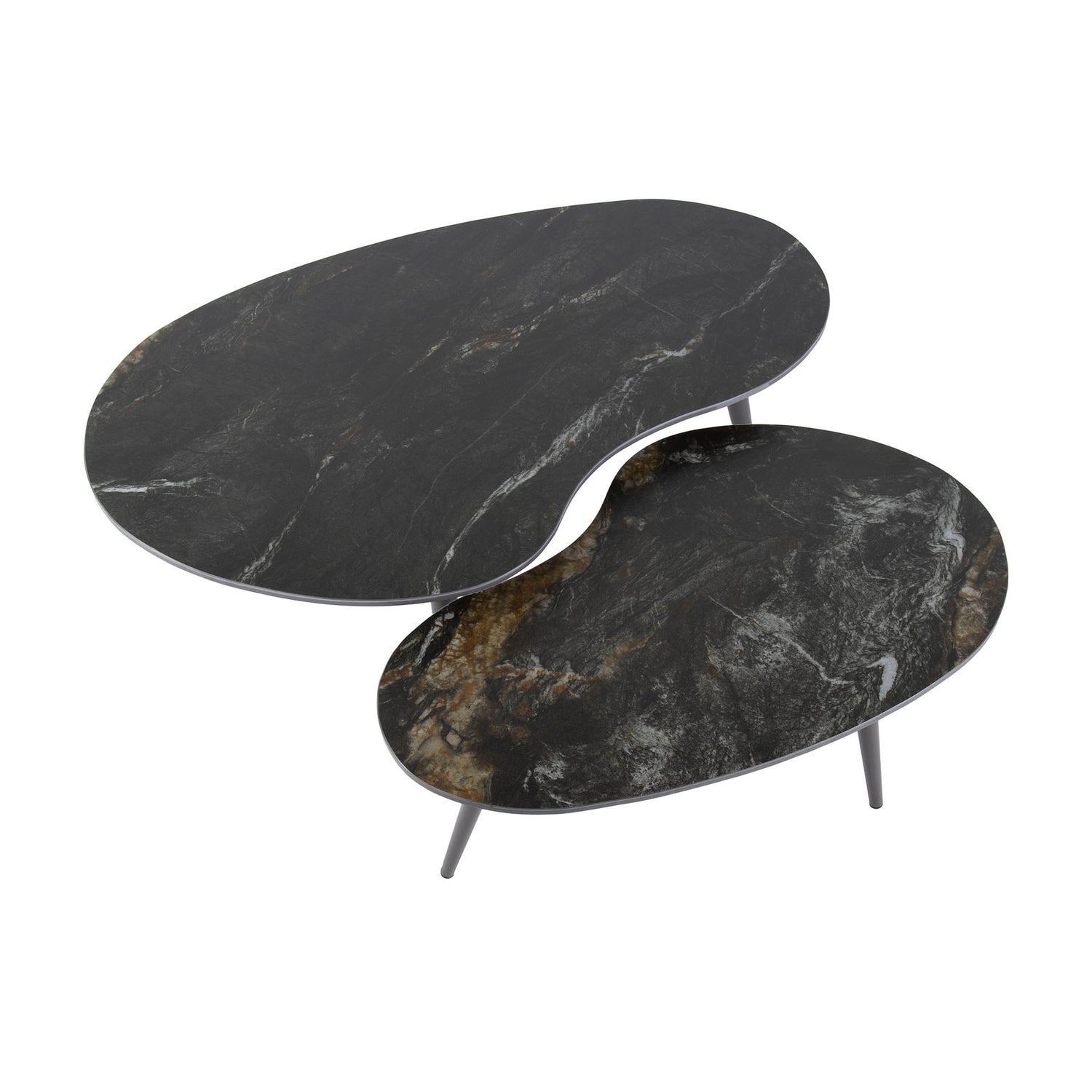 Salontafel Niervormig Fossil - Set van 2 - 91x55x40 cm - Fossil Black - Ceramic