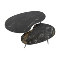 Salontafel Niervormig Fossil - Set van 2 - 91x55x40 cm - Fossil Black - Ceramic