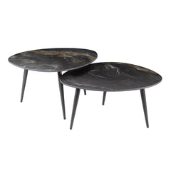 Salontafel Organisch Fossil - Set van 2 - 70x58x40 cm - Fossil Black - Ceramic