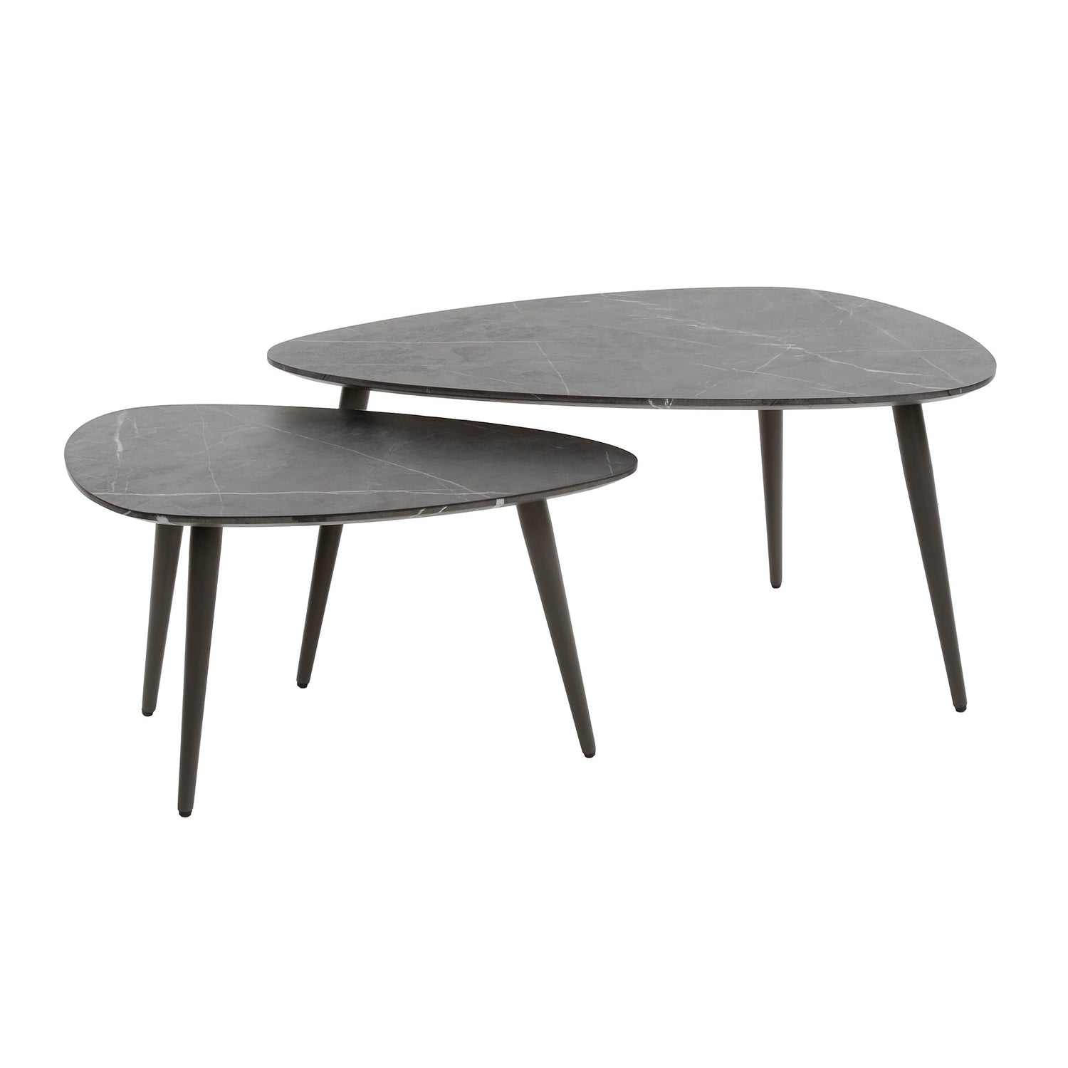 Salontafel Pear Shaped Organisch - Set van 2 - 80x44x40 cm - Zwart Bruin - Melamine
