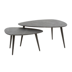 Salontafel Pear Shaped Organisch - Set van 2 - 80x44x40 cm - Zwart Bruin - Melamine