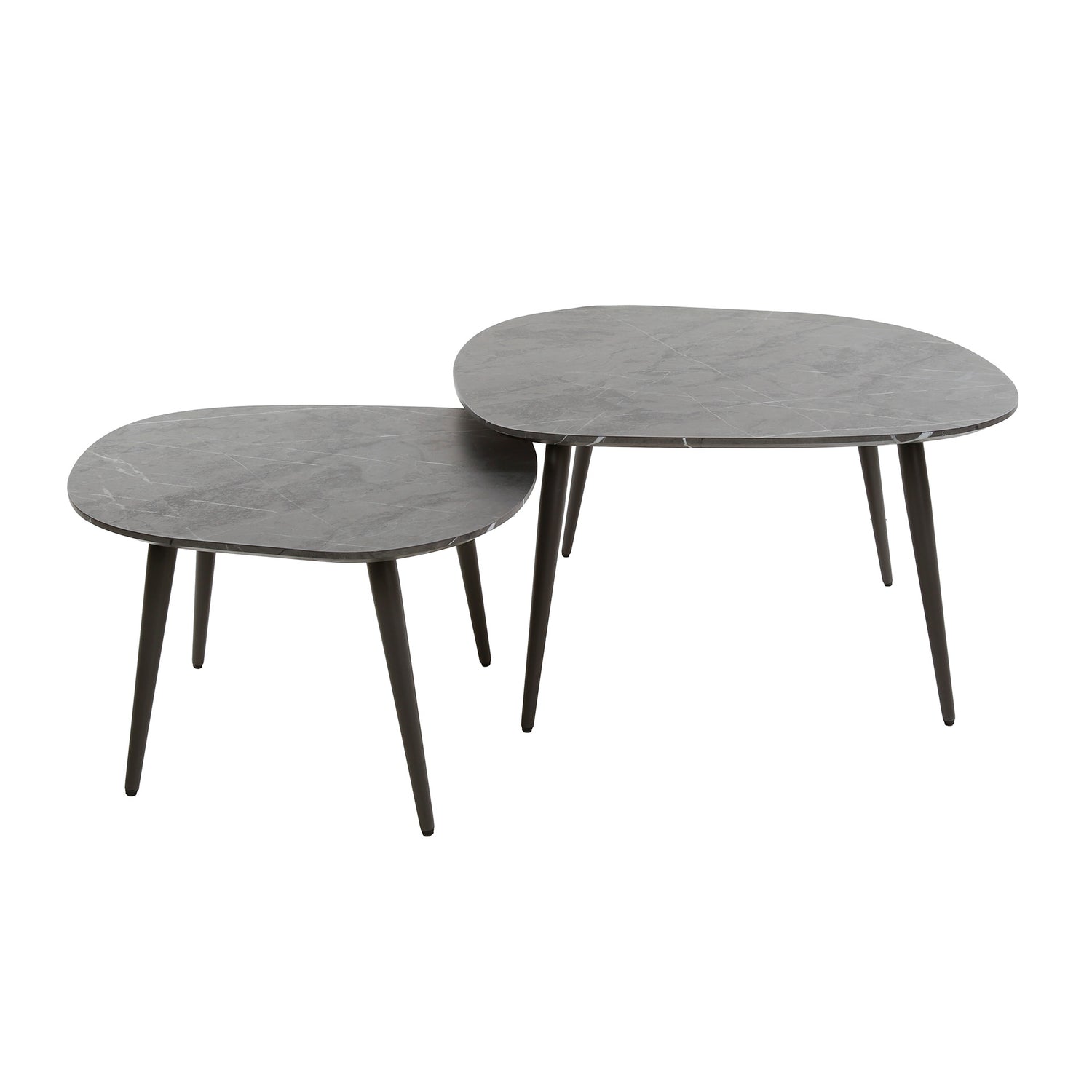 Salontafel Rock Organisch - Set van 2 - 85x79x40 cm - Zwart Bruin - Melamine