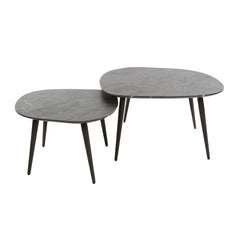 Salontafel Rock Organisch - Set van 2 - 85x79x40 cm - Zwart Bruin - Melamine