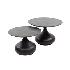 Salontafel Drop Shape - Set van 2 - 60x60x40 cm - Zwart Bruin - Melamine