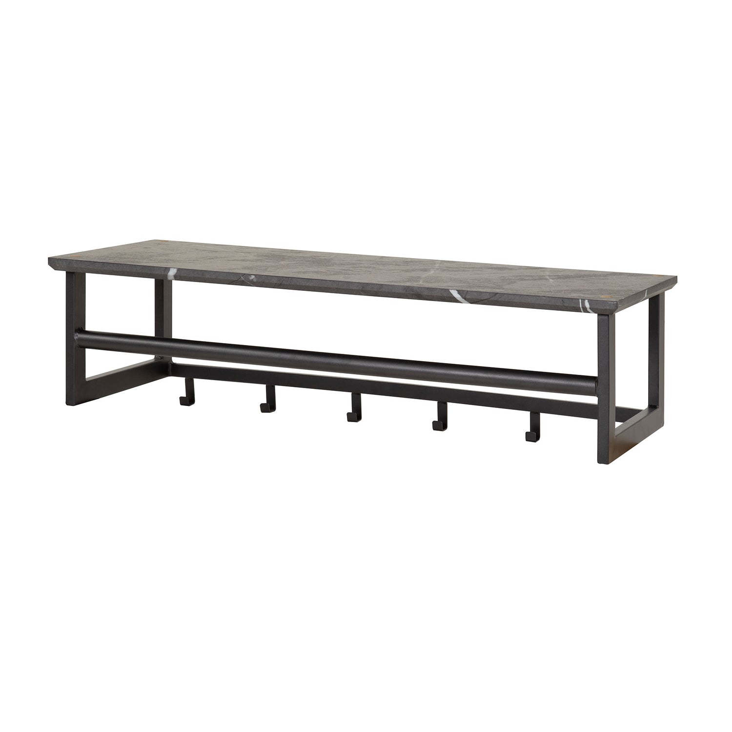 Kapstok roede 6 haaks - 80x30x24 cm - Zwart Bruin - Melamine