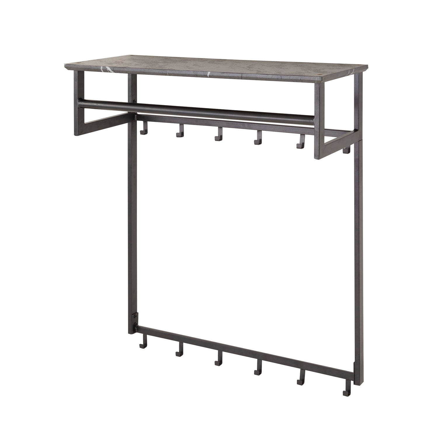 Kapstok roede 12 Haaks - 80x30x90 cm - Zwart Bruin - Melamine